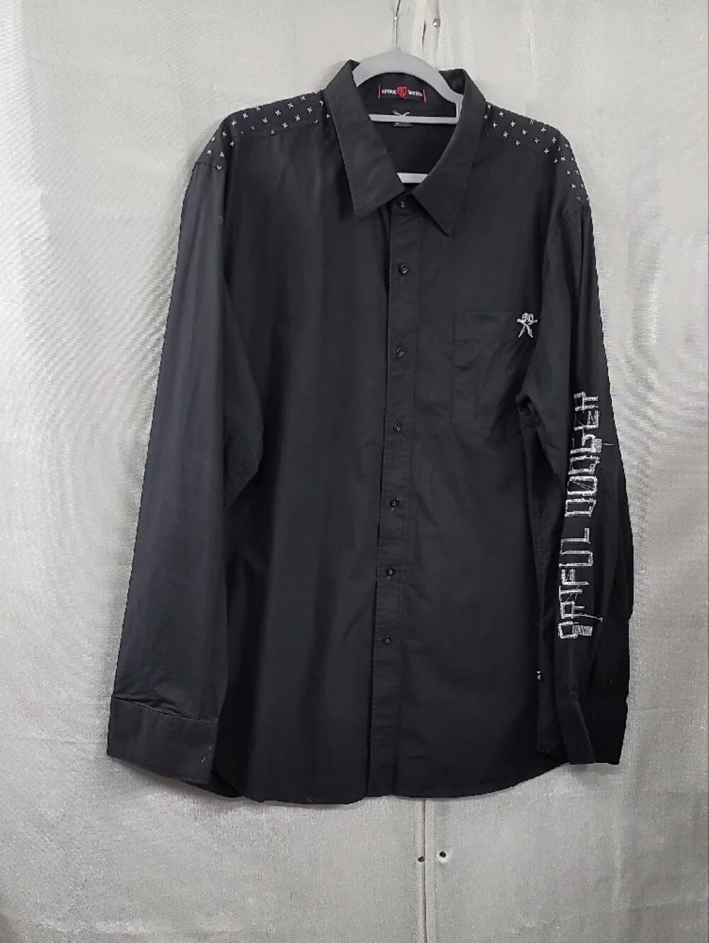 Artful Dodger Y2k Black Long-Sleeve Embroidered Button-Up Shirt 4XL - Picture 3 of 8